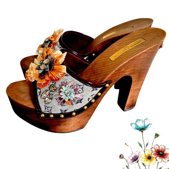 AUTHENTIC VTG. Y2K LOUIS VUITTON HEELS PLATFORM SANDALS US 6/36 EUC - Picture 1 of 8